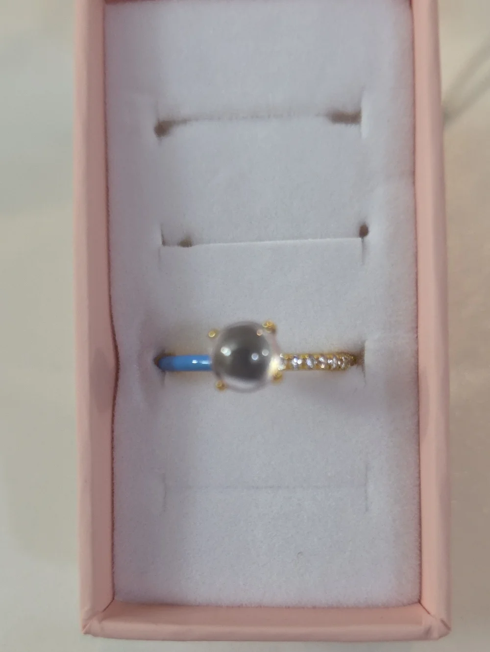 Gold Pearl Accent Ring with Blue Band Pearl Time Size 10